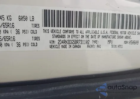 2011 Dodge Grand Caravan Mainstreet from USA, damaged, VIN 2D4RN3DG5BR731102